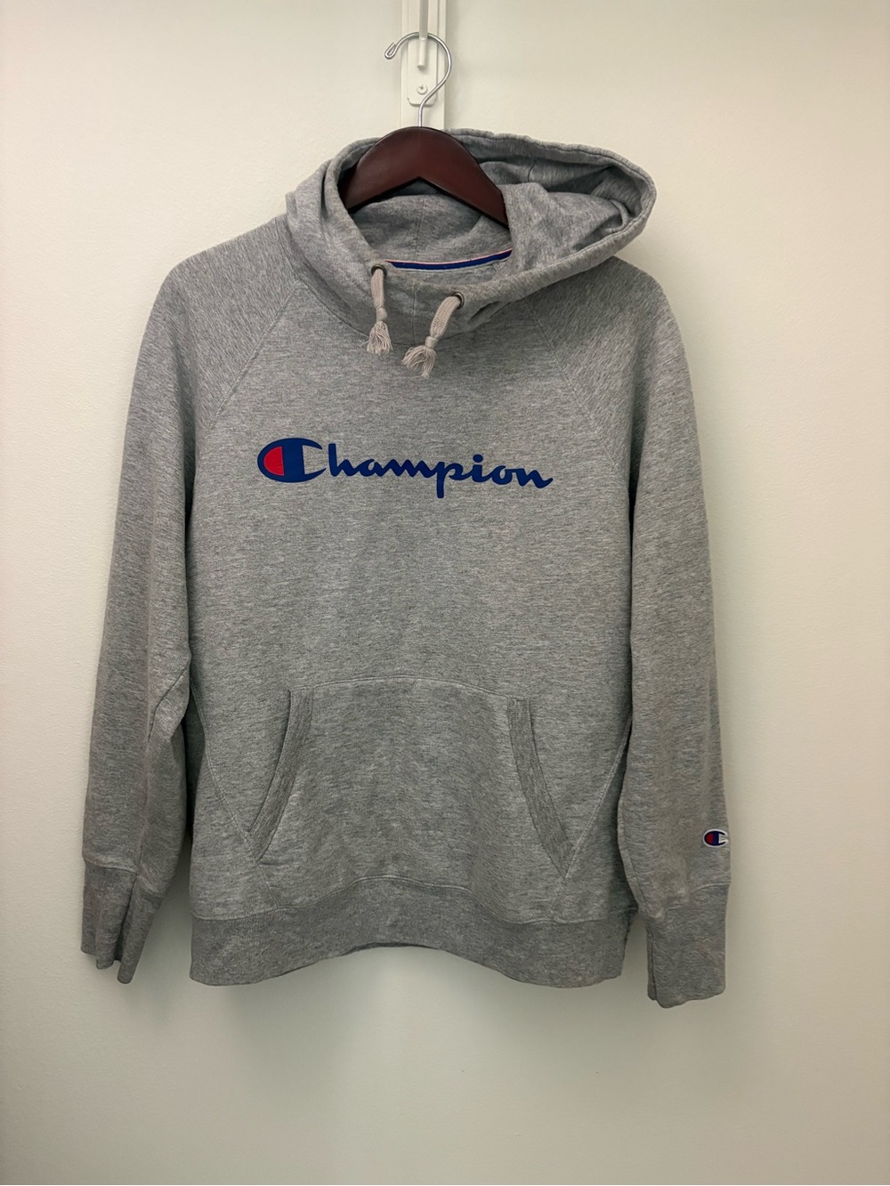 Champion Men's Gray Logo Hooded Sweatshirt